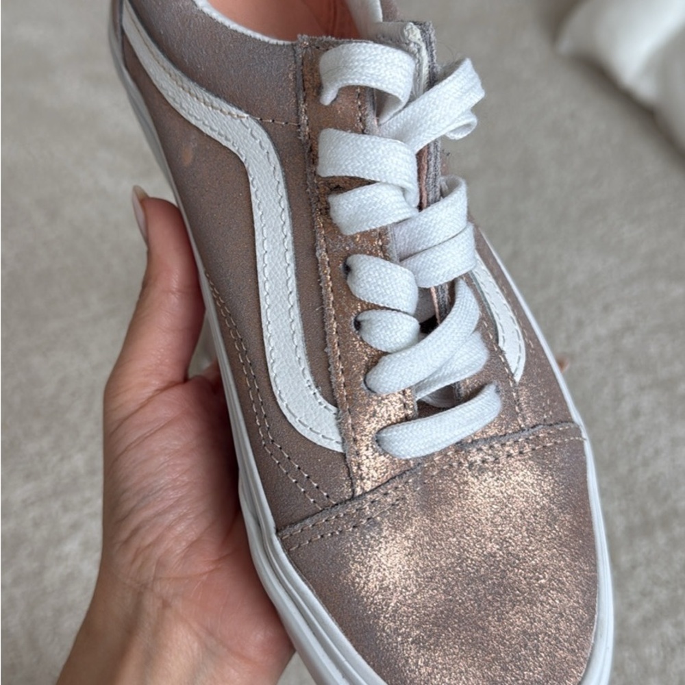 Vans Metallic Bronze and White Women's Sneakers - Picture 3 of 7